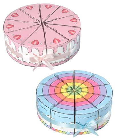 Cajas de Dulces Triangulares de Papel 10 Piezas para Fiesta | 2 Juegos, Forma de Porción de Pastel, Diseño Colorido y Lindo, para Boda, Navidad y Cumpleaños