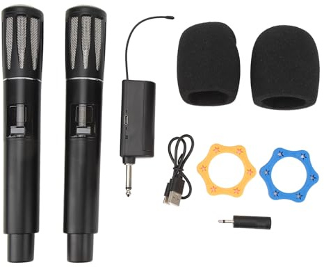 Hominas Microfono Wireless Professionale Nero UHF Microfono palmare dinamico per Performance domestiche
