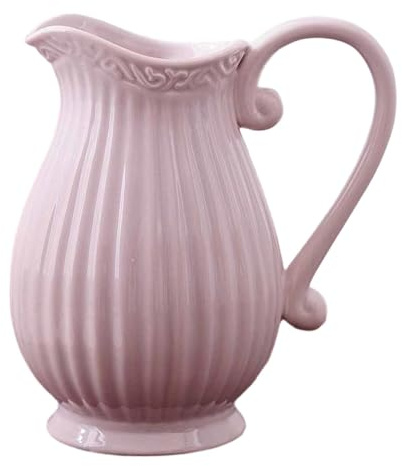Milageto Ceramic Pitcher Vase,Decorative Jug Vase Display Gift Plant Pot Flower Holder for Party Side Table Housewarming, Light Pink