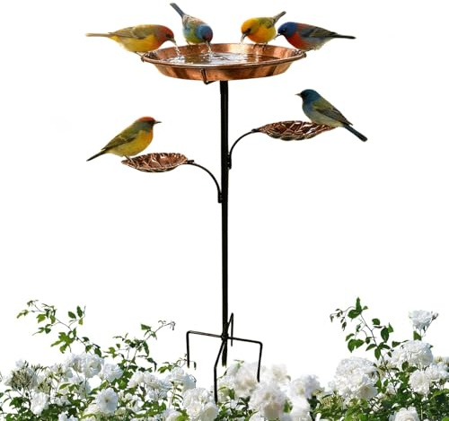 Vogeltränke aus Metall für den Außenbereich, 92 cm, freistehende Vogeltränke im Vintage-Stil, mit 5 Zinken, abnehmbare Vogeltränke, Futterschale für Garten, Terrasse, Hof, Rasen, Dekoration, antike