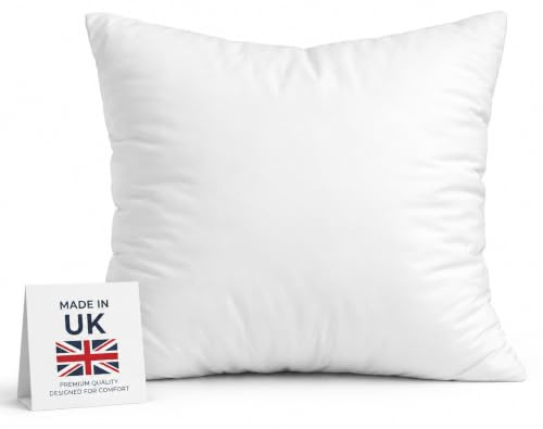 4All Cushion Inserts 40cm x 40cm (16 x 16 inches) Hollow Fibre Cushion Pads with Soft Polycotton Cover, Fluffy Square Pillow Inserts for Sofa & Bed, Supportive Cushion Filling (1, 40X40CM (16X16))