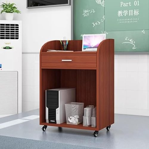 JIANSMZ Lecture Pulpit,Large Podium with Spacious Drawers and Open Space Lecterns Height 41.7 Inches Podium Stand Pulpits with Locking Wheels
