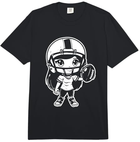Ragazza del Football Americano Stile Cartone Animato Comfort Colors Adult Heavyweight T-Shirt
