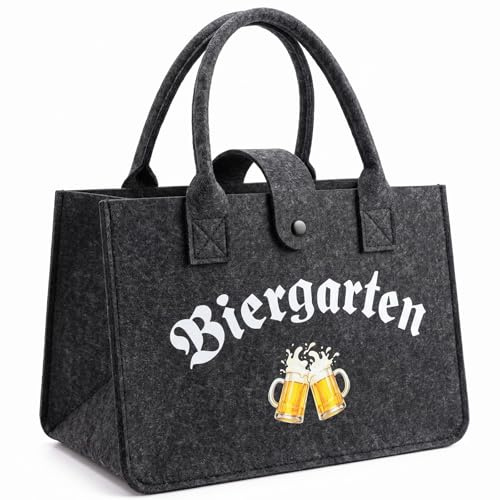COMOOKA Biergarten Geschenk Tasche aus Filz, 30x20x18cm Männerhandtasche Bier, Handtasche Biergarten Filztasche für Geburtstag, Vatertag, Oktoberfest, Weihnachten, Tragetasche Männer Damen
