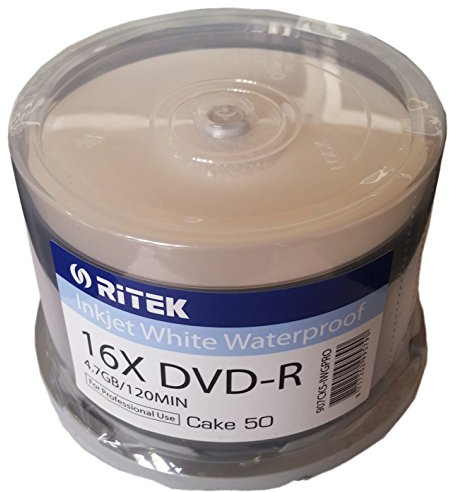 Traxdata - DVD-r 4,7 Go 16x Blanc Waterproof Glossy Ink/Thermal imprimé Cake*50