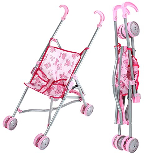 CLEMENT CLEMENTINE - Passeggino - Giocattolo per Bambini - 103131 - Rosa - Tessuto - Passeggino - Bambino - Neonato - Bambola - Bambolotto - Passeggiata - 54 cm x 20 cm - A partire da 24 mesi