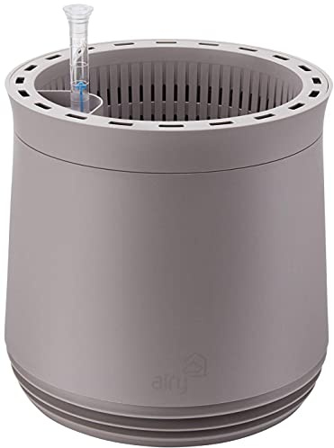 AIRY Sistema de tamaño M (Ø 28 cm) – Sistema patentado con la fuerza de las plantas como purificador de aire natural y humidificador para interiores (gris claro/gris claro)