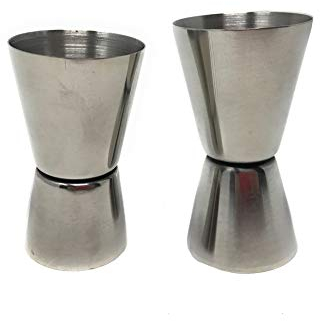 Vetrineinrete® Misurino Doppio in Acciaio 2 Pezzi per Cocktail 15-30 ml Jigger in Acciaio per Gin Vino Drink 20-40 ml da Bar Barman E21