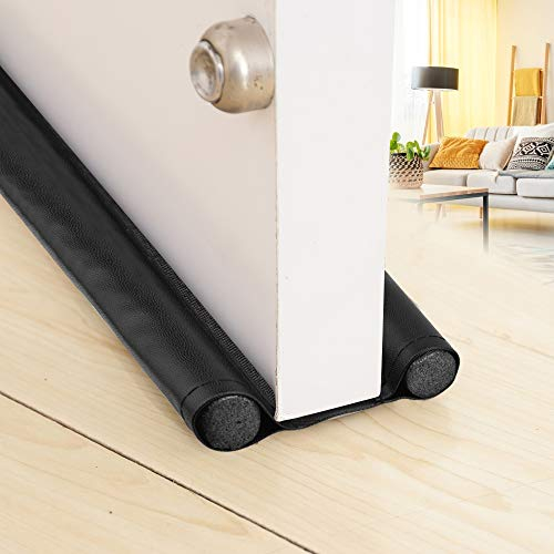 AFASOES 2 Stück Zugluftstopper 90cm Türluftstopper Zuschneidbar Luftzugstopper Windstopper Tür Türzugstopper Türwindstopper Türbodendoppeldichtung für Türen Fenster Gegen Zugluft Lärm & Kälte Schwarz