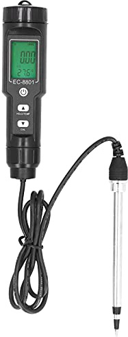 Jeffergarden Testeur de Sol pH EC Testeur de Température avec Rétro-éclairage LCD Conductimètre Portable Sonde Amovible Hydroponique pour Le Jardinage des Plantes