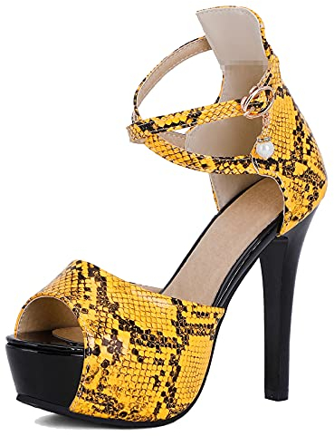 Mo Joc Frauen Schuhe Sexy Plateau High Heels Sandale Peep Toe(FUCHSIE,37)