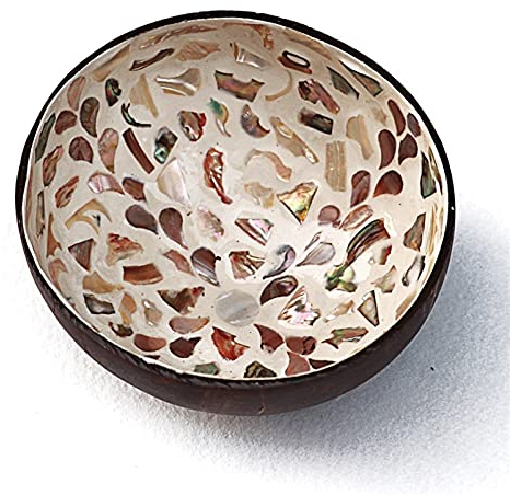 DUNAKE Natural Coconut Bowl Cuenco Decorativo de Coco Tazón de Almacenamiento de Llaves de Boca Grande ​Ideal como Cuenco para Joyas Llaves y Cuencos Set de Regalo Recipiente para Caramelos