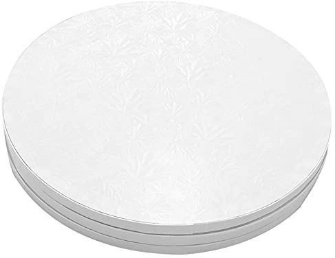 Tamburo per torta da 25,4 cm, in cartone bianco, rotondo, per matrimoni, feste di compleanno (1,27 cm di spessore, 3 pezzi), bordi lisci e dritti professionali PACKIN WAY