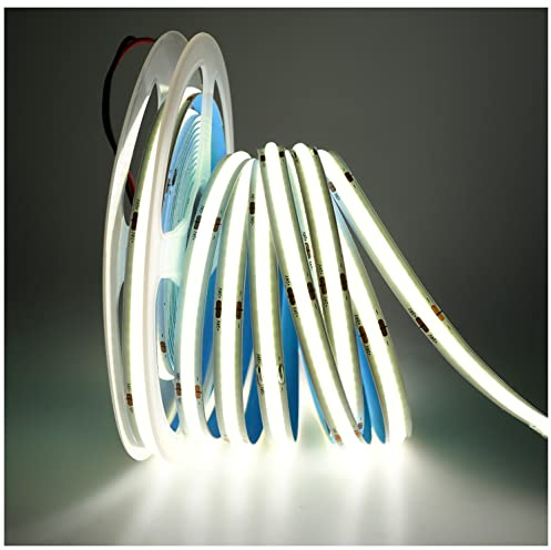 Tesfish LED Streifen Lichts 24V, Band COB Weiß 6000K 5M 320 LEDs/M Insgesamt 1600 LEDs Neon Licht Flexibel Lichtleisten Leiste für Party, Theke, Regal, Wohnkultur