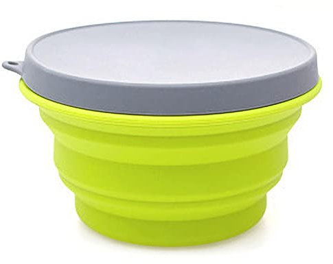 Cuenco Silicona Plegable 1000 ml, Caja Almuerzo higiénica portátil, Ligera y Protectora contra Fugas para Almacenamiento, Apto para microondas y congelador