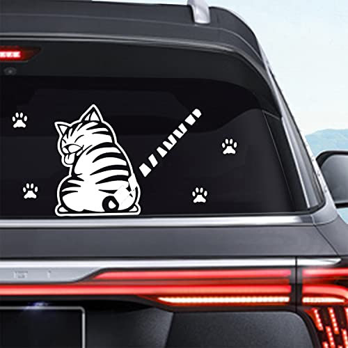 Dreothy Cat Wiper Decal,Car Stickers and Decals Funny Cat Moving Tail Stickers Waterproof Windshield Wiper Stickers Car Window Wiper Decals Tags for Rear Wipers (Reflective White)