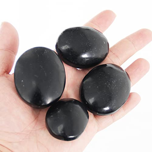 Orientrea Obsidian sten handsmickrare – 4 stycken obsidian kristallsten natur ädelstenar, tvålsten, slät helande kristall, bekymmerssten