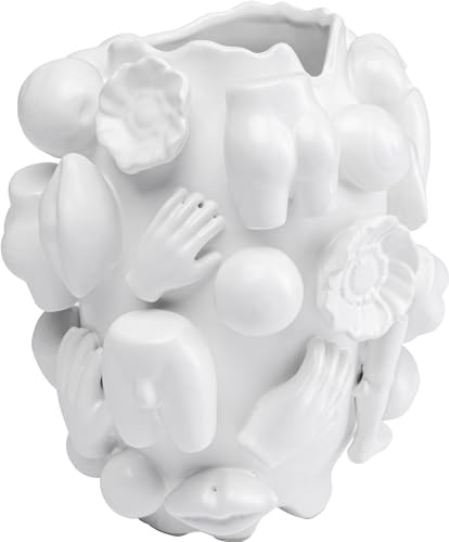 Kare Design Vase Body Part, Weiß, Deko Vase, Blumenvase, Keramik, handgearbeitet, Unikat, 25 cm (H)