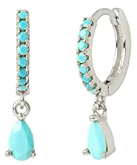 Ayoiow Ohrringe Creolen 925, Mädchen Ohrringe Nickelfrei Tropfen Türkis Ohrringe Silber Ohrschmuck Damen