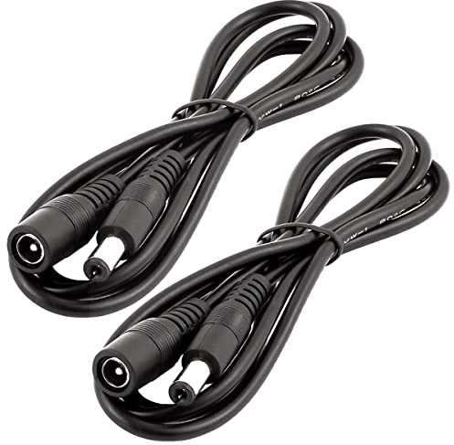 LitaElek 2pcs 1m 22AWG Cable Extensión DC 12V Cable Alargador Adaptador 5.5mm x 2.1mm Enchufar Jack DC 0-36V Macho a Hembra para Monitor Coche, Cámara CCTV, Tira LED, LED Strip, etc., Negro