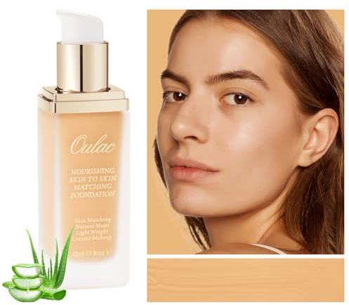 Oulac Foundation Make Up, Foundation Changing Skin Color, Langanhaltend flüssige Foundation, mit Aloe Vera und, leicht und atmungsaktiv, Vegane Foundation 30ml, Farbton: 12 Desert