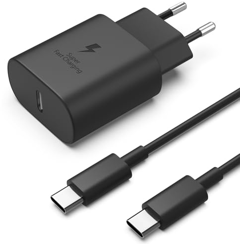 25W Cargador rápido USB Tipo C Compatible con Samsung Galaxy S25/S24/S23/S22/S21/S20, A55 5g/A54/A56/A35/A34/A33/A25/A23/A15/A16/A13/A05,M13/M14/M15/M33/M53/M55 Carga Rápida EP-TA800N
