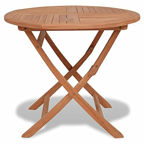 BaraSh Klappbarer Gartentisch 85x76 cm Balkontisch Wetterfest Esstisch Klappbarer Balkon Tisch Outdoor Tisch Wetterfest Klappbarer Tisch Teak Massivholz