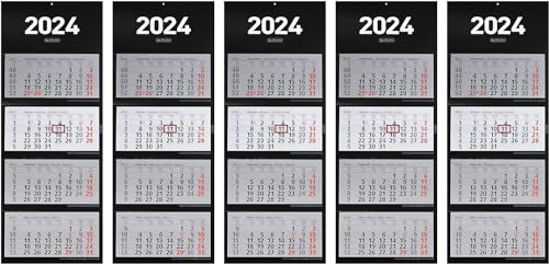 Herlitz 4-Monats-Wandkalender 2024, 33x87,5cm, mit Tagesanzeiger, 4-sprachig, Klein (5 Stück)