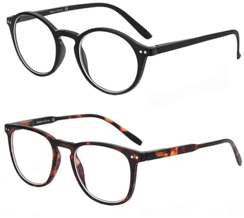 ZENOTTIC 2er-Pack Blaulichtfilter Brille & Lesebrille für Damen und Herren, quadratisch und rund, Anti-Glanz, für Sport und Computerspiele