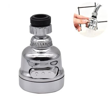 Avilia Miscelatore Multifunzione, 3 Tipi di Getto Selzionabili dal Pulsante Laterale, Snodo Sferico a 360gradi, Adatto a Tutti i Rubinetti Comuni con Filettatura Standard 22/24 mm