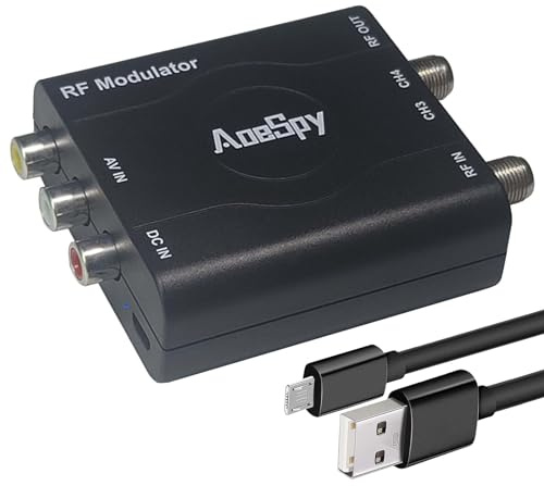RCA RF Coaxial Modulator VHF Converter CVBS Adapter w/Channel 3/4 Switch for DVD Blu-ray Player DVR VCRs Satellite Set-top Cable Box PS2 PS3 PS4 Xbox 360 WII NS AV Video to F Type Analog Coax NTSC TV