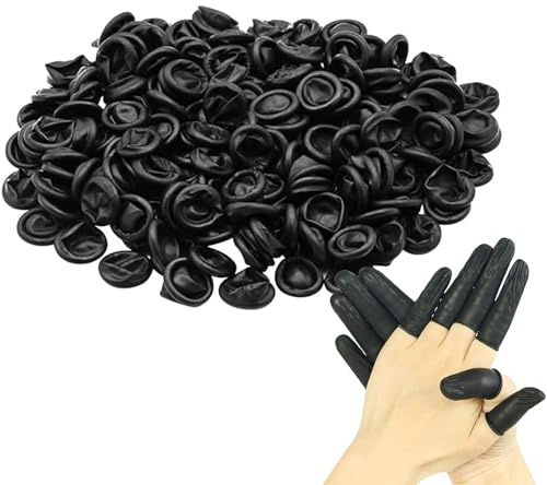 200 Stück Latex Fingerlinge,Latex Finger ​Cot, Finger Schutzkappe, Allgemeine Fingerlinge Einweg-Latex-Nagelabdeckung Langlebig Hochelastisch Antistatisch Schützen Ärmel Werkzeug, Schwarz