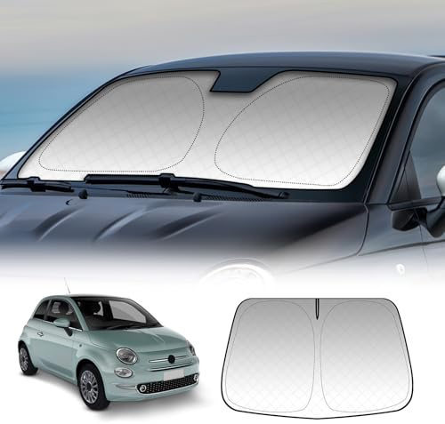 KUNGKIC For FIAT 500 2008-2023 Abarth 595 2012-2023 Car Windshield Sun Shade Front Window Foldable Sunshade Blocks UV Rays Sun Visor Protector (Front Windshield)