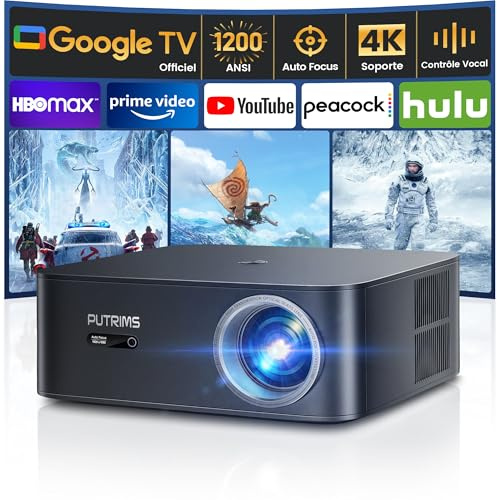 Vidéoprojecteur 4K【1500 ANSI/Google TV】 Netflix/Disney+ Officiel, Auto Focus/Keystone Projecteur WiFi6 Bluetooth Full HD 1080P, Contrôle Vocal, Zoom 50% Projecteur Vidéo de Jour Home Cinéma/Extérieur