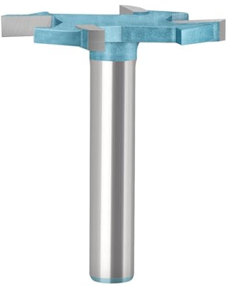 1pcs/5pcs Slot Cutter Router Bits, 6mm 1/4 Inch Shank Biscuit Jointer Router Bits 4-Wing Spoilboard Surfacing Router Bit T Type Slotting Woodworking Milling Cutter(6X31.8X3.5mm)