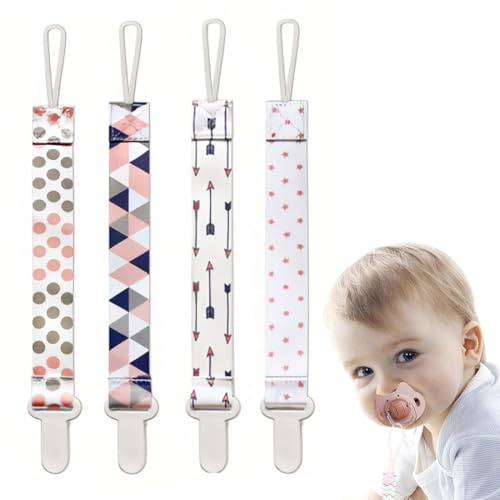 4 Stück Baby Schnullerkette, Schnullerband, Nuckelband, Baby Schnullerkette