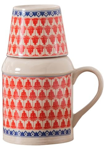 HOMOCONO 1set Caraffe e Tazze Ceramica Vintage Brocca Per Manico e Tazza Coordinata Set Elegante Per Casa e Ufficio Design Retro Per Bevande Calde e Fredde