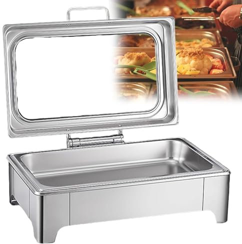 GESAIDES Scaldavivande Elettrico per Buffet, Scaldavivande e Scaldavivande, con Coperchio da 9 Litri per Tavolo da Vapore per Scaldavivande Commerciale a Buffet,A