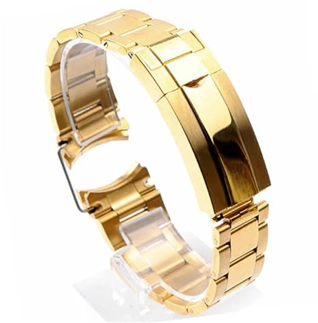 PSDFJAD ZHGUIMING Uhrenarmband for Herren, 904L Edelstahl, Uhrenkette, 20 mm, 21 mm, Uhrenarmband-Zubehör(Gold,21mm)