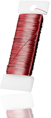 QZKJQDD 0,35mm x 50m Basteldraht Dünn, 1 Rollen Draht Zum Basteln, Langlebig, hochwertig, gut formbar, geeignet für Floristik, Schmuckherstellung, Basteln, Blumendraht, dünn für Dekoration (Rot)