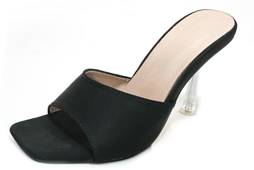 Pradize Mules con tacco nero, nero e trasparente, 45 EU