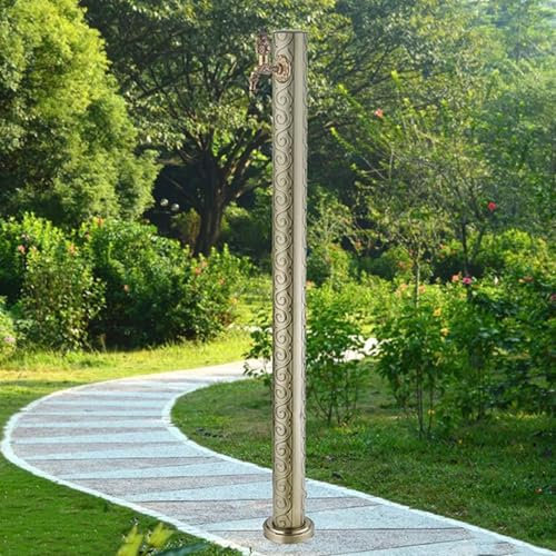 Stainless Steel Garden Water Column 96cm High, Antifreeze Water Dispensing Column with Faucet, Floor Mount Irrigation Station Fountain Post for Outdoor, Courtyard