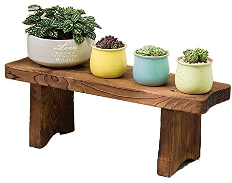 Supporto per fiori da balcone in legno per piante grasse, panchina decorativa da giardino (marrone, 60 x 17 x 14 cm)