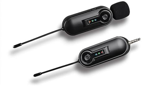 TFixol Microphone filaire UHF à clipser - Transmission efficace de 50 m - Batterie intégrée - Prise TRRS de 3,5 mm avec adaptateur TRS de 6,35 mm - Pour téléphone, ordinateur, Vlog, vidéo, streaming