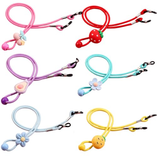 MIRKUZI Cadenas y cordones de gafas para niña 6 piezas de correas para gafas para niños, correas ajustables para gafas de lectura y gafas de sol, cuerdas para gafas, cadenas para gafas