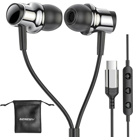 Casque USB C pour Samsung S25 S24 S23 S22 Ultra FE A55 A54, écouteurs intra-auriculaires filaires de type C avec microphone, contrôle du volume, stéréo magnétique, réduction du bruit pour iPhone 16 15