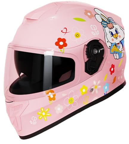 Casque De Moto Intégral pour Enfant avec Visière, Homologué ECE 22.06, Casque De Scooter pour Enfants pour Garçons Et Filles, Casque De Motocross pour Enfants E,L/(50~53cm)