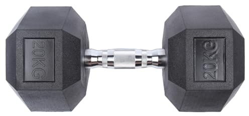 SPORTINATOR Hexagon Hanteln – 2er-Set & Einzelhanteln von 5–30 kg – Gusseisen mit Gummi-Beschichtung, rutschfester Griff, bodenschonend, ideal für Krafttraining & Fitness