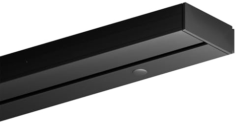 Bestlivings Gardinenschiene 90cm 1-läufig, Schwarz, Set montagefertig | Vorhangschiene mit ruhigem Innenlauf, Stecksystem, vorgebohrte Deckenmontage, formstabiler Kunststoff, kürzbar - Made in EU