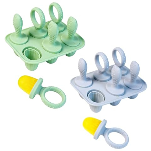 2 Stück Eisformen Silikon für Kinder, 6 Mulden eisformen eis am stiel Popsicle Formen, BPA-Frei,Eisförmchen Wassereis Formen für Fruchtpüree und Muttermilch